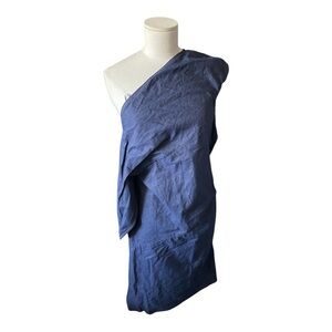 Emilio Pucci One Shoulder Blue Cocktail Dress Linen Blend Size 4